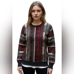 Vtg Y2K Alfani Coogi Style 3D Knit Sweater Pull Over Size M/L Cottagecore